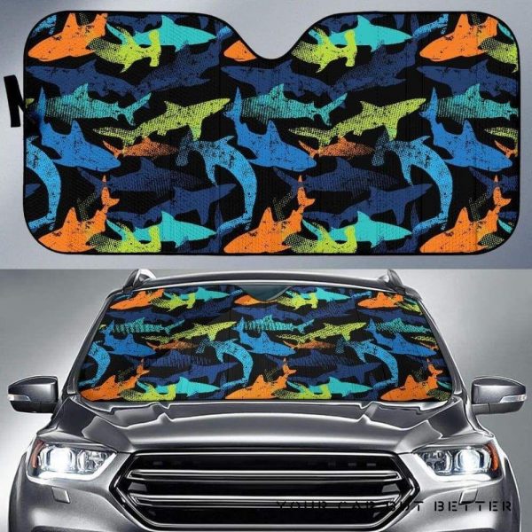 Colorful Shark Car Auto Sun Shade