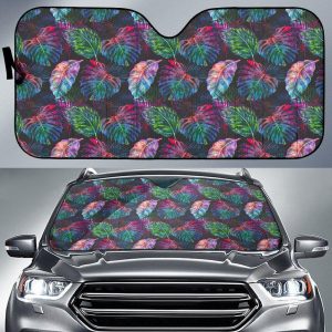 Colorful Tropical Leaves Car Auto Sun Shade