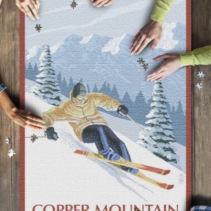 Copper Mountain, Colorado Downhill Skier Jigsaw Puzzle Set