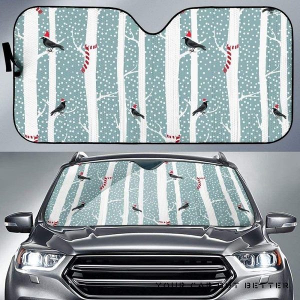 Crows Christmas Hat Sf Car Auto Sun Shade