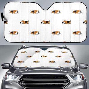 Cute Beagle Dog Sleeping Pattern Car Auto Sun Shade