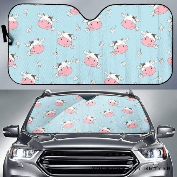 Cute Cow Flower Pattern Car Auto Sun Shade