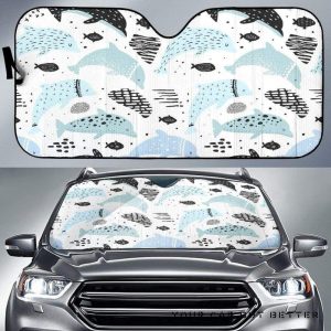 Cute Dolphins Childish Style Pattern Car Auto Sun Shade