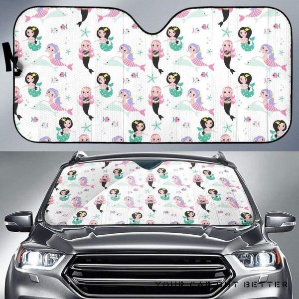 Cute Mermaid Dolphin Fish Starfish Pattern Car Auto Sun Shade