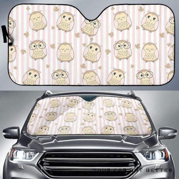 Cute Owl Leaf Car Auto Sun Shade