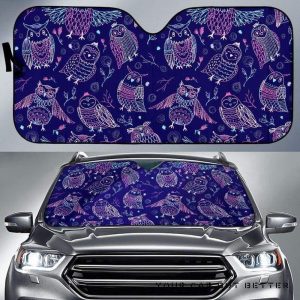 Cute Owls Pattern Boho Style Ornament Car Auto Sun Shade