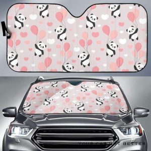 Cute Panda Ballon Heart Pattern Car Auto Sun Shade