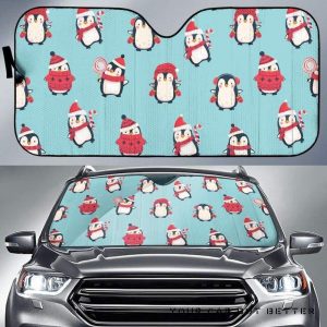 Cute Penguin Christmas Pattern Car Auto Sun Shade