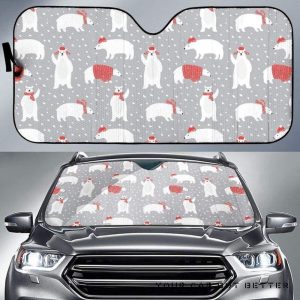 Cute Polar Bear Christmas Snow Pattern Car Auto Sun Shade