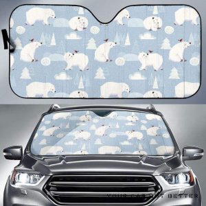 Cute Polar Bears Christmas Decoration Pattern Car Auto Sun Shade