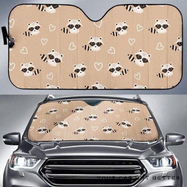 Cute Raccoon Heart Pattern Car Auto Sun Shade