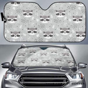 Cute Raccoons Leaves Dot Car Auto Sun Shade