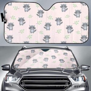 Cute Raccoons Leaves Pattern Car Auto Sun Shade