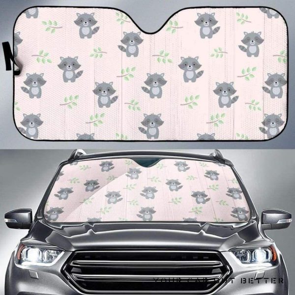 Cute Raccoons Leaves Pattern Car Auto Sun Shade