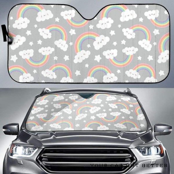 Cute Rainbow Clound Star Pattern Car Auto Sun Shade