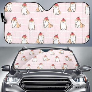 Cute Shiba Inu Dog Apple Pattern Car Auto Sun Shade