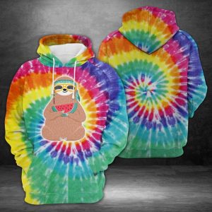 Cute Sloth Tie Dye 3D Printed Hoodie/Zipper Hoodie