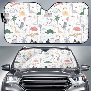 Cute Toon Dinosaurs Tree Pattern Car Auto Sun Shade