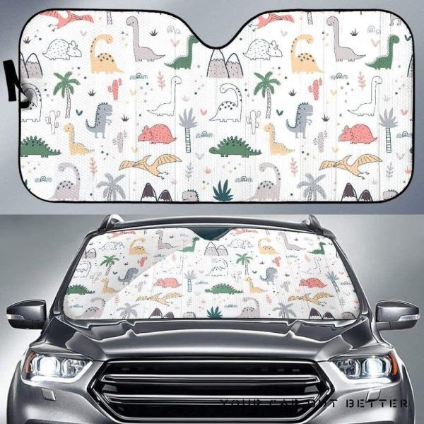 Cute Toon Dinosaurs Tree Pattern Car Auto Sun Shade