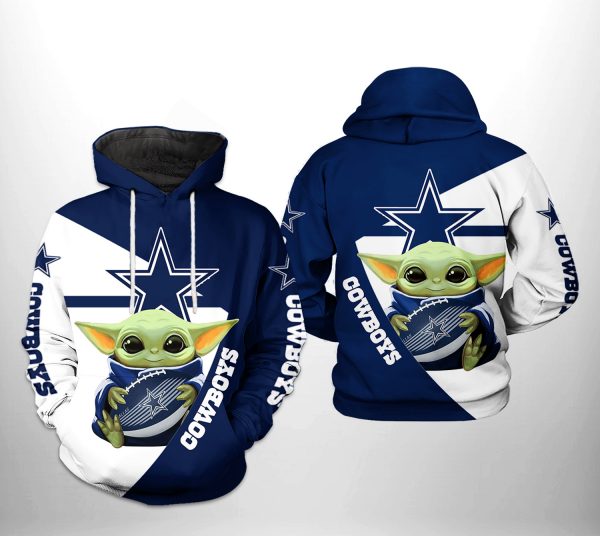 Dallas Cowboys NFL Baby Yoda Team 3D Printed Hoodie/Zipper Hoodie