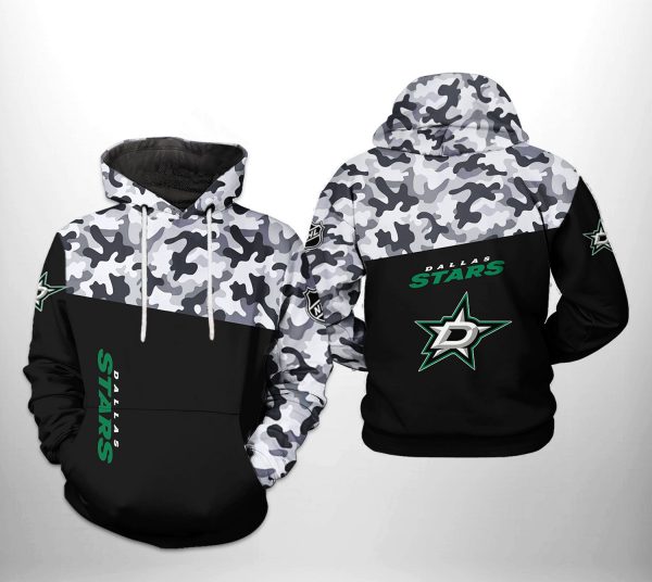 Dallas Stars NHL Camo Veteran 3D Printed Hoodie/Zipper Hoodie