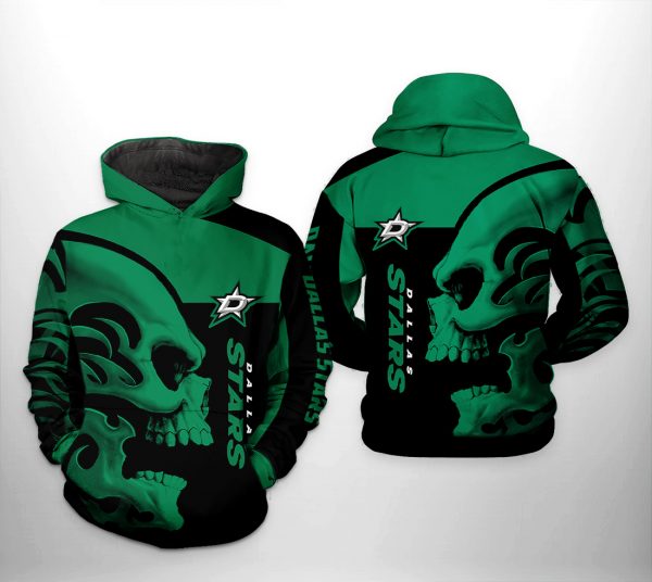 Dallas Stars NHL Skull 3D Printed Hoodie/Zipper Hoodie