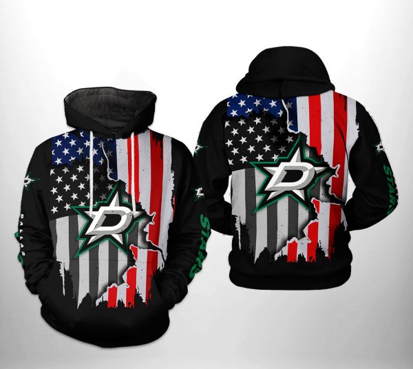 Dallas Stars NHL US FLag Team 3D Printed Hoodie/Zipper Hoodie