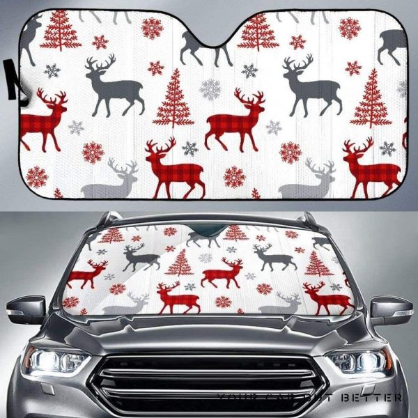 Deer Tree Snowflakes Chrismas Pattern Car Auto Sun Shade