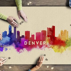 Denver, Colorado Skyline Abstract Jigsaw Puzzle Set