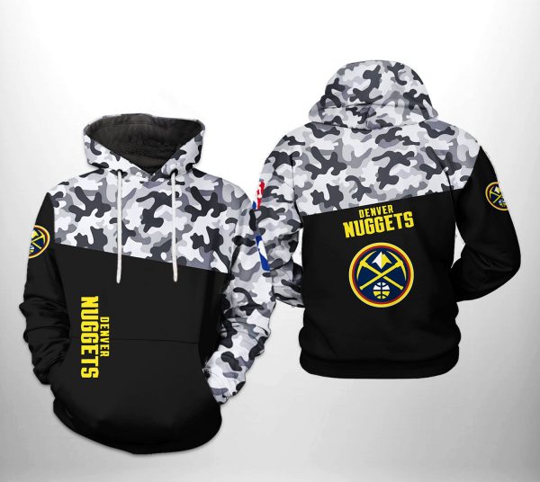 Denver Nuggets NBA Camo Veteran Team 3D Printed Hoodie/Zipper Hoodie