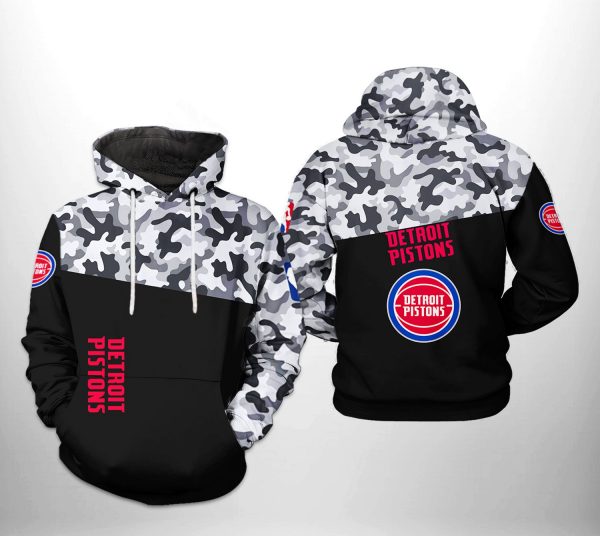 Detroit Pistons NBA Camo Veteran Team 3D Printed Hoodie/Zipper Hoodie