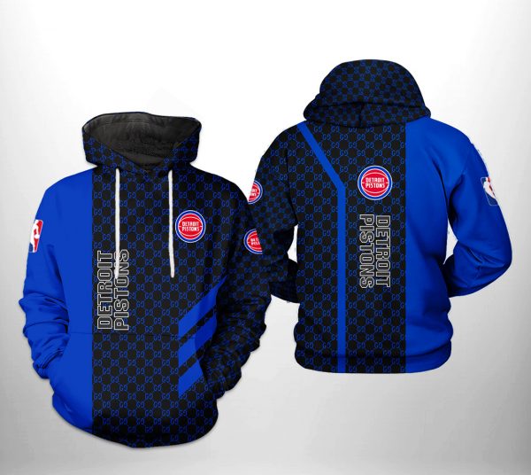 Detroit Pistons NBA Team Pattern Mix 3D Printed Hoodie/Zipper Hoodie