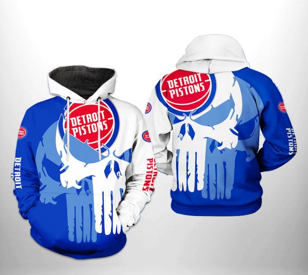 Detroit Pistons NBA Team Skull 3D Printed Hoodie/Zipper Hoodie