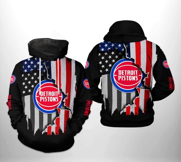 Detroit Pistons NBA US Flag Team 3D Printed Hoodie/Zipper Hoodie