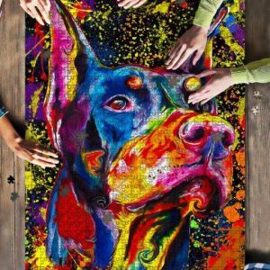 Doberman Dog Colorful Jigsaw Puzzle Set