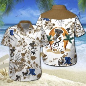 Doberman Jiu Jitsu Hawaiian Shirt Summer Button Up