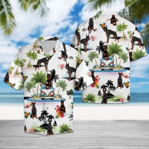 Doberman Pinscher Vacation Hawaiian Shirt Summer Button Up