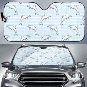 Dolphin Blue Striped Car Auto Sun Shade