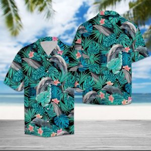 Dolphin Tropical Hawaiian Shirt Summer Button Up