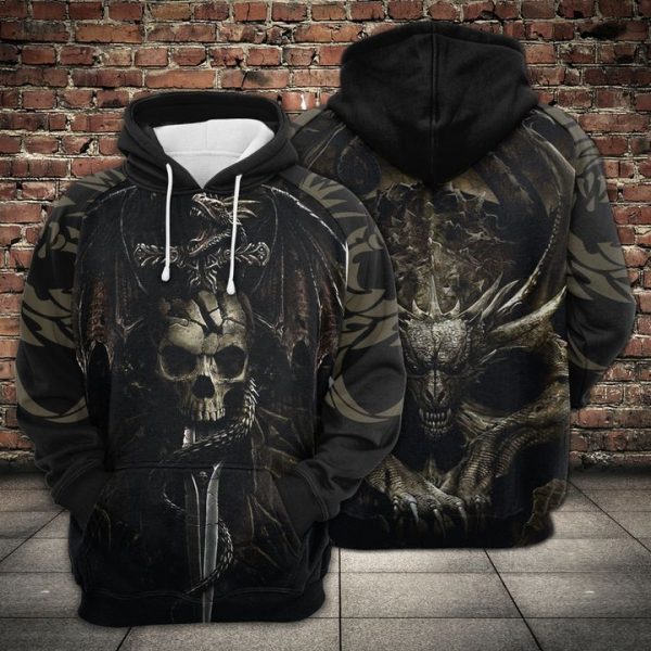 Dragon Skull 3D Printed Hoodie/Zipper Hoodie