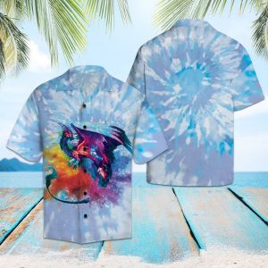 Dragon Tie Dye Hawaiian Shirt Summer Button Up