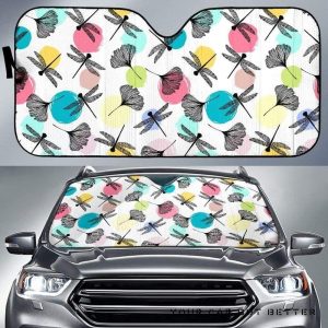 Dragonflies Ginkgo Leaves Pattern Car Auto Sun Shade