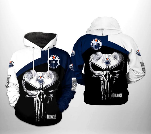 Edmonton Oilers NHL Skull Punisher 3D Printed Hoodie/Zipper Hoodie