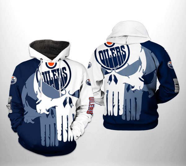 Edmonton Oilers NHL Team Skull 3D Printed Hoodie/Zipper Hoodie