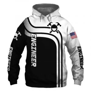 Engineer Black US Flag 3D Printed Hoodie/Zipper Hoodie