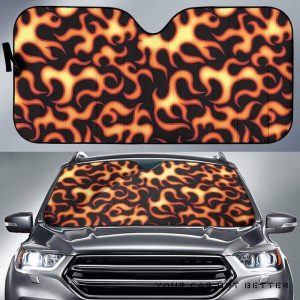 Fire Flame Dark Pattern Car Auto Sun Shade