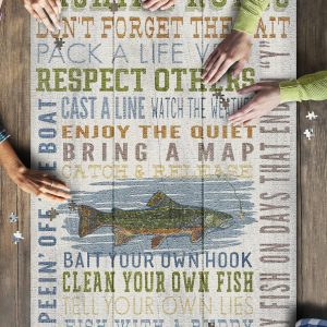 Fishing Rules Rustic Jigsaw Puzzle Set