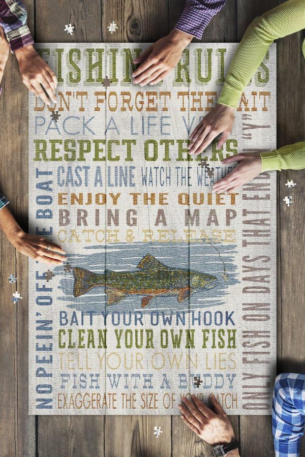 Fishing Rules Rustic Jigsaw Puzzle Set