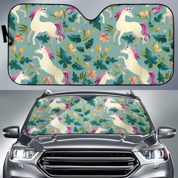 Floral Unicorn Car Auto Sun Shade