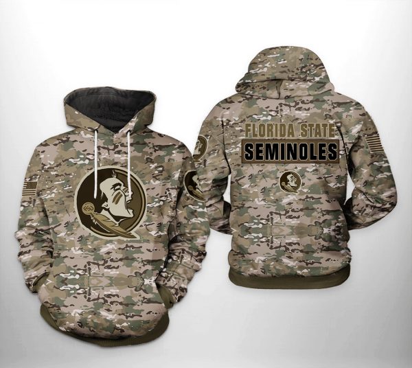 Florida State Seminoles NCAA Camo Veteran 3D Printed Hoodie/Zipper Hoodie